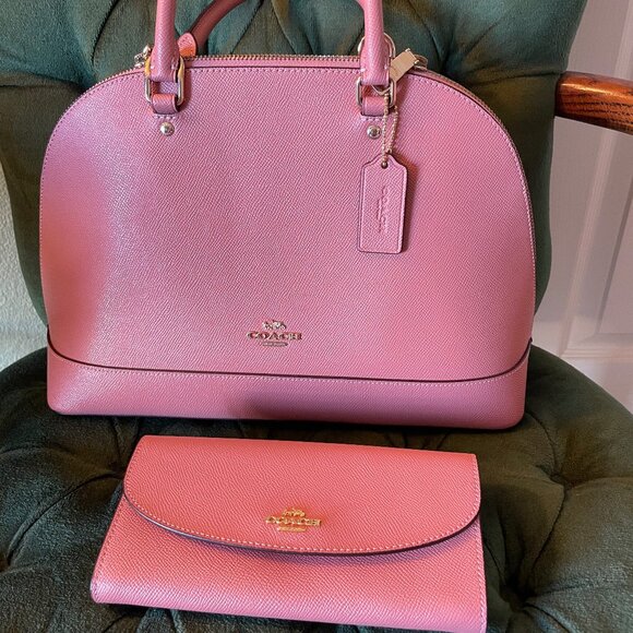 Coach *SET!* Sierra Crossgrain Leather Ladies Satchel Bag and Wallet - Lt. Pink